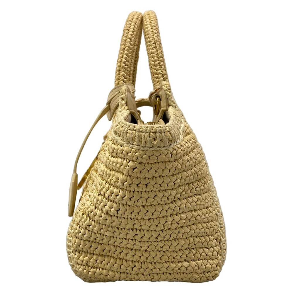 Saint Laurent PARIS Baby Downtown Cavas Handbag 436834 Beige Cream Raffia - Picture 4 of 15